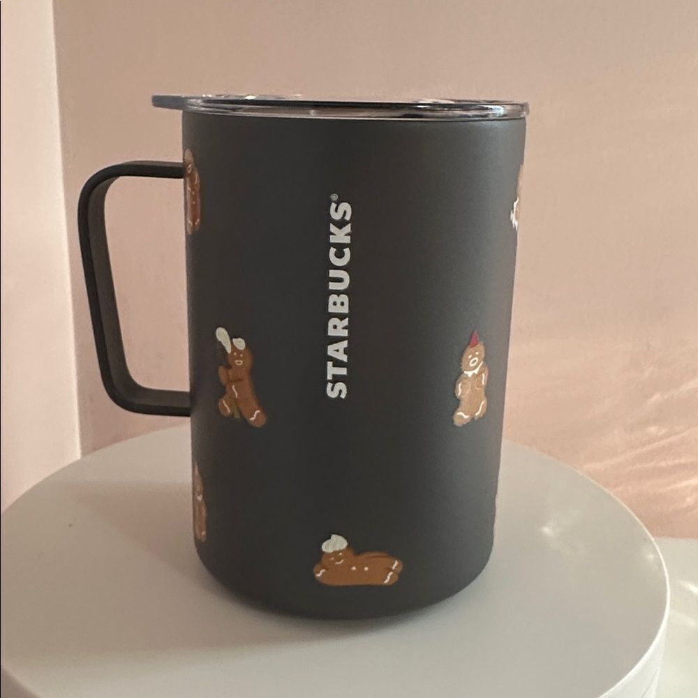 Starbucks Christmas MIIR  Dark Gray Mug/Cup with Holiday Gingerbread Men